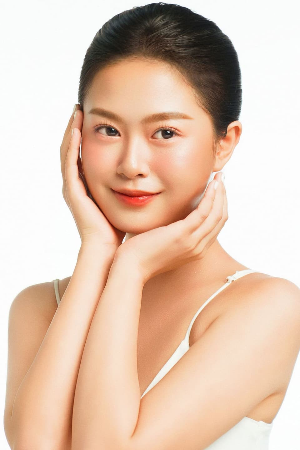 Editorial beauty portrait in soft studio light