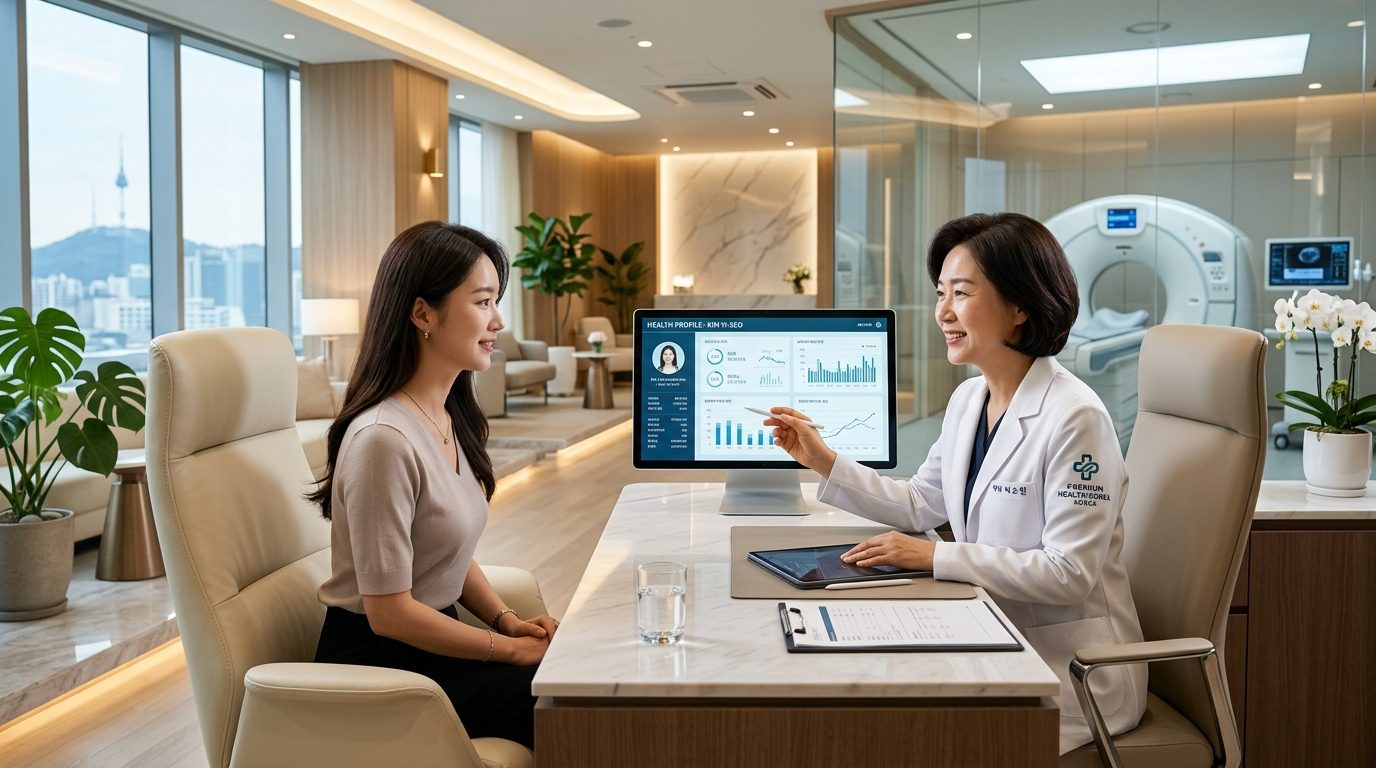 AI-generated image: health checkup results consultation